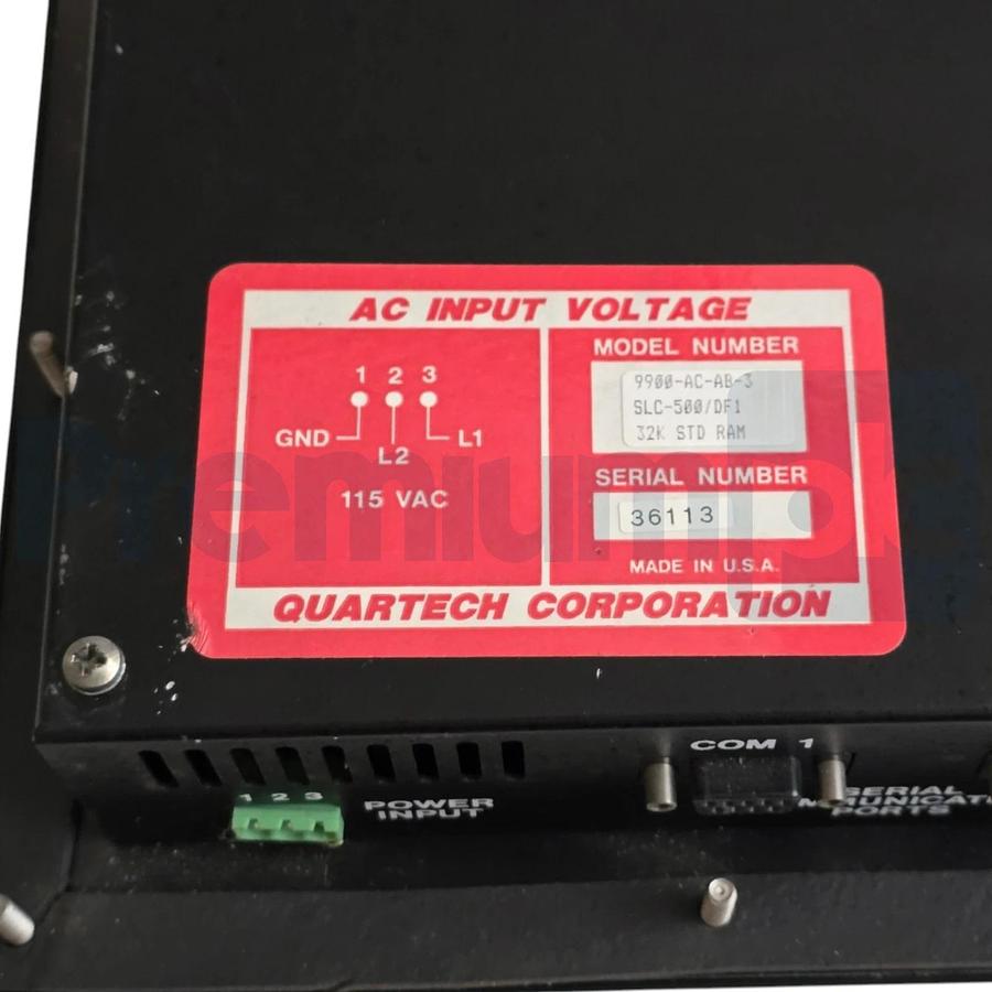 Used Quartech 9900-AC-AB-3 v1.65 HMI Control Panel for SLC 500 DF1 32K RAM 9900ACAB3