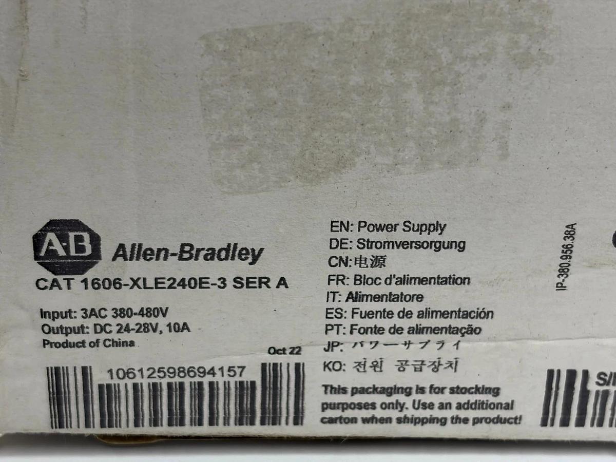 Allen Bradley 1606-XLE240E-3 DIN Rail Power Supply 3-Phase 24-28V 10A