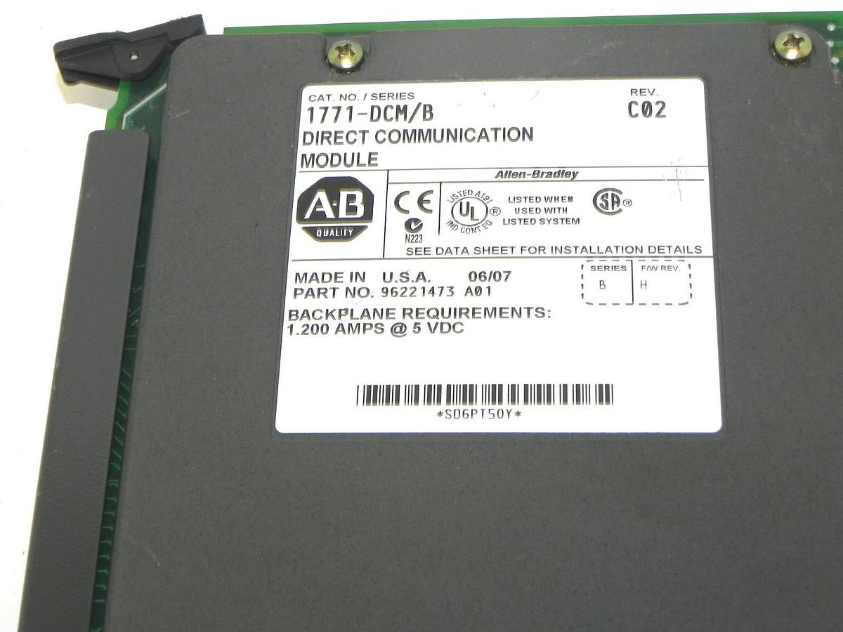 Used ALLEN BRADLEY 1771-DCM/B DIRECT COMMUNICATION MODULE REV. C02 P/N: 96221473 A01