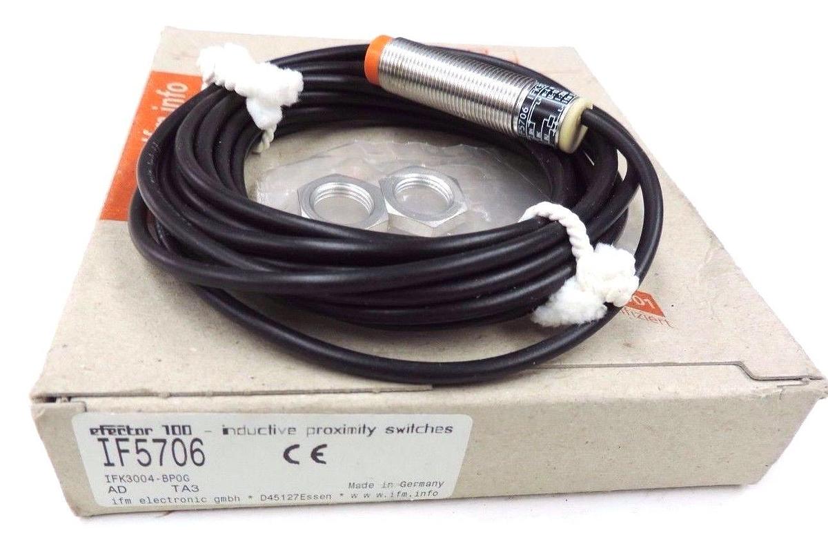 Used NIB IFM EFECTOR IF5706 PROXIMITY SENSOR IFK3004-BPOG, S: 4MM U: 10...30VDC