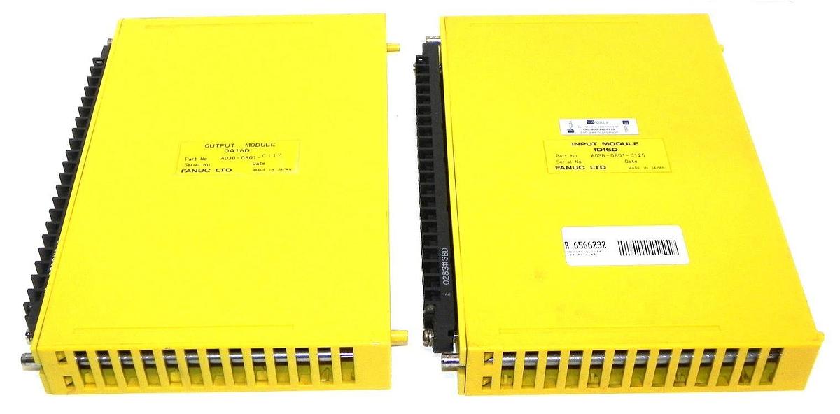 Used LOT OF 2 FANUC INPUT AND OUTPUT MODULES A03B-0801-C117, A03B-0801-C125