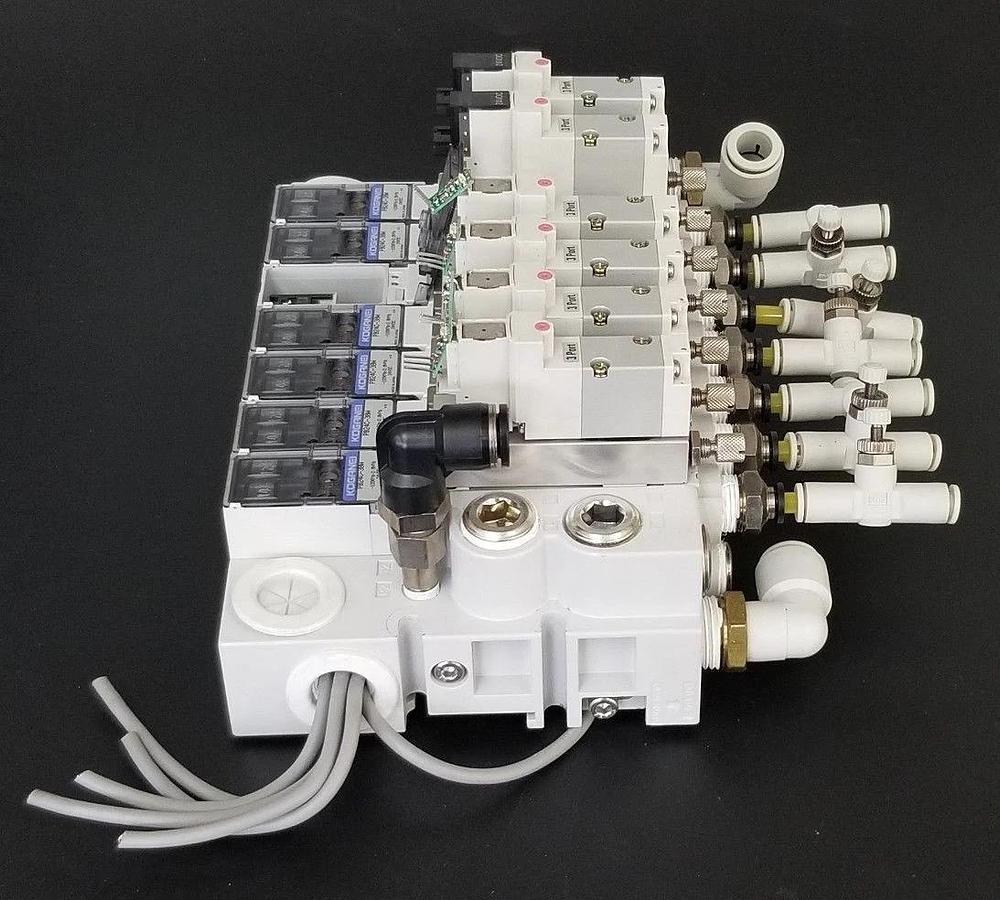 Used KOGANEI PBM7P-3W SOLENOID VALVE BLOCK, GA110E1-PSL-1L-7W, PB24C-38W, PB24C-39W
