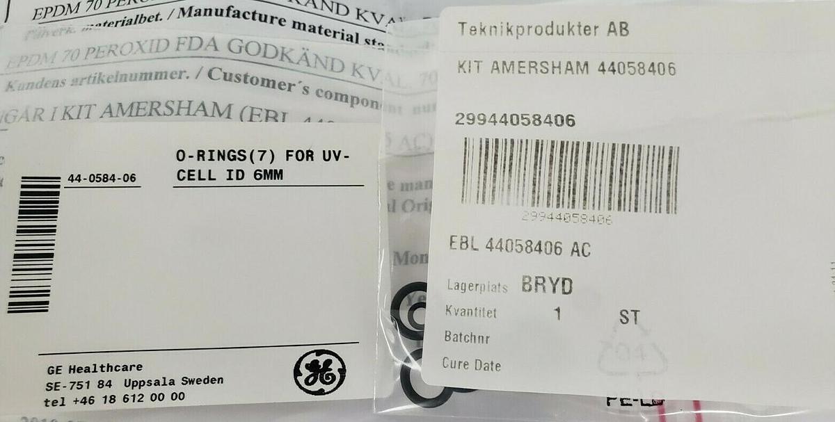 NEW GE HEALTHCARE 44-0584-06 O-RINGS (7) FOR UV-CELL ID 6mm 44058406