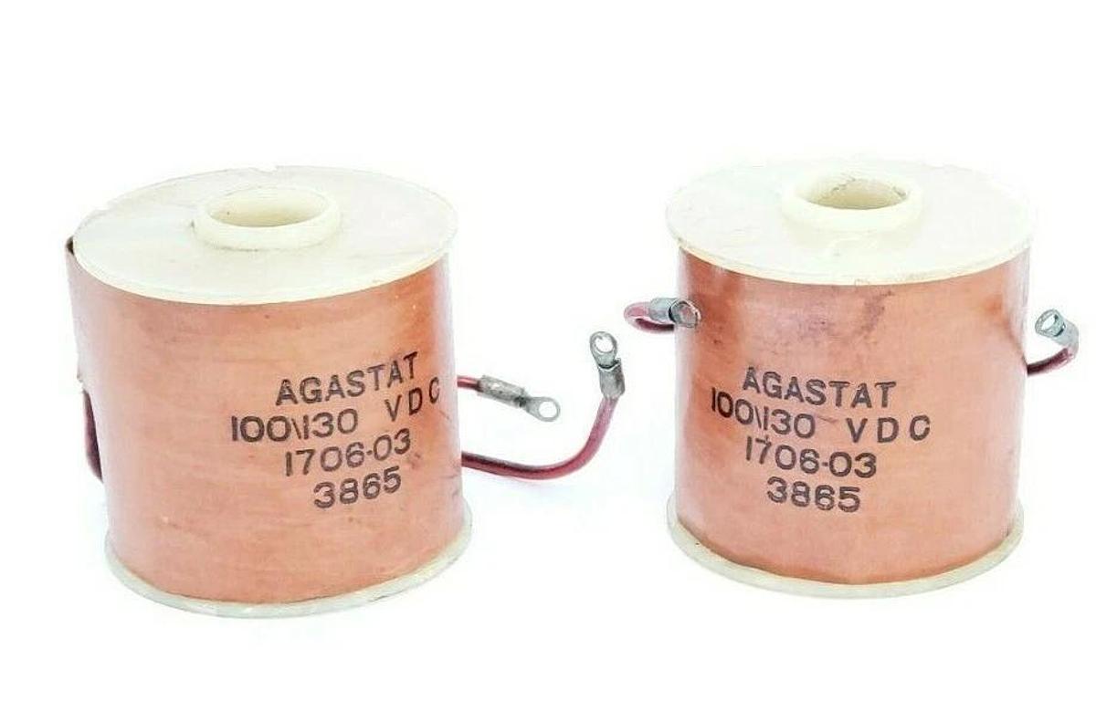 Used LOT OF 2 AGASTAT 1706-03 COILS 100/130 VDC 3865
