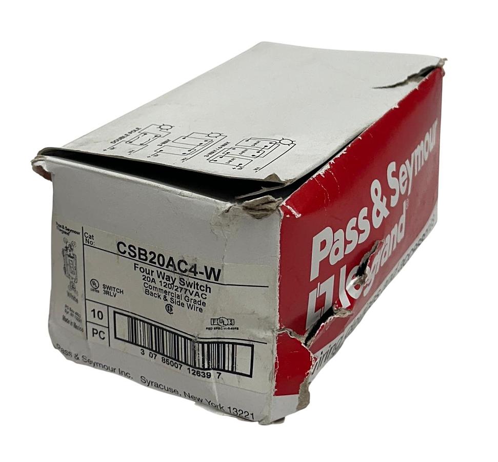 Used 5 PASS & SEYMOUR LEGRAND CSB20AC4-W / CSB20AC4W FOUR-WAY SWITCHES 20A WHITE NSMP