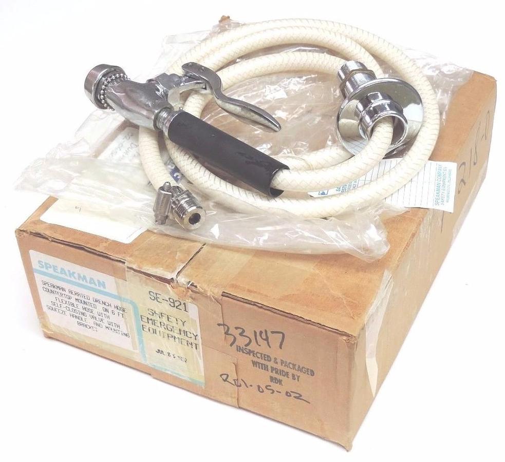 Used SPEAKMAN SE-921 SAFTEY EMERGENCY EQUIPMENT, 6 FT. FLEX. HOSE W/SELF CLOSING VAL