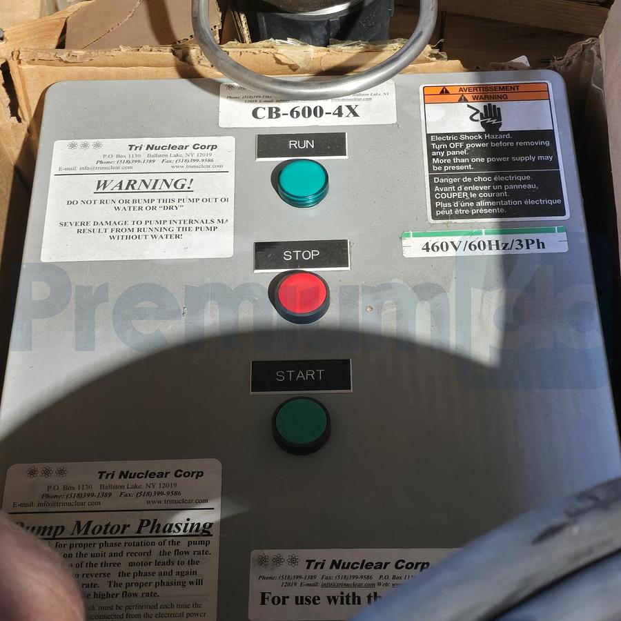 Used Tri Nuclear PP-600SC Underwater Pump w/CB-600-4X 460V 3P 15hp 600gpm 625S150-1A