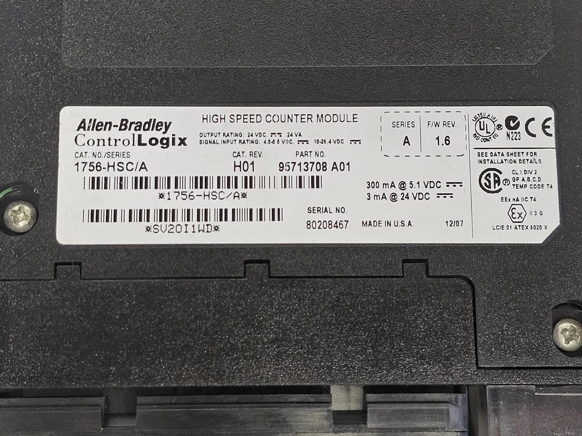 Used ALLEN BRADLEY 1756-HSC /A HIGH SPEED COUNTER MODULE SER. A F/W: REV. 1.6