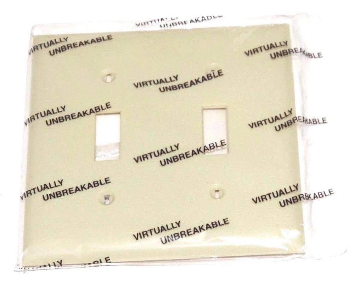 Used BOX OF 10 NEW HUBBELL P2 WALL PLATE SWITCH COVERS IVORY 2-GANG 2-SWITCH