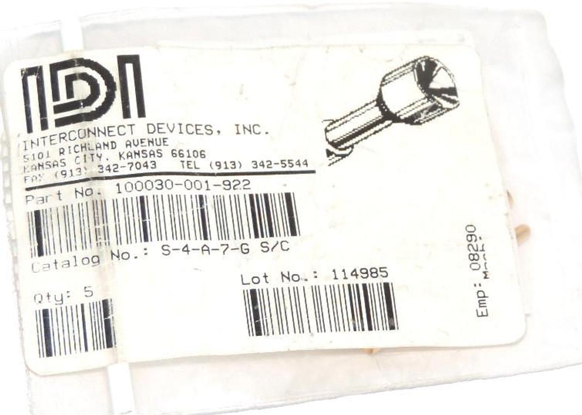 NEW IDI INTERCONNECT DEVICES 10030-001-922, S-4-A-7-G S/C CABLE CONNECTIONS