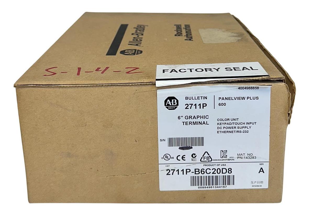 Used ALLEN BRADLEY 2711P-B6C20D8 /A PanelView Plus 600 KEY/TOUCH EtherNet 24VDC USNP