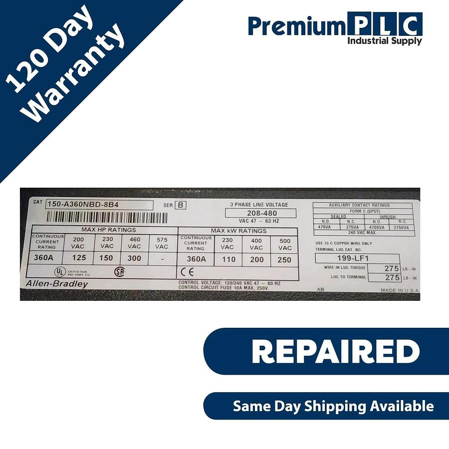 Refurbished ALLEN BRADLEY 150-A360NBD-8B4 /B SMC SOFT STARTER MOTOR CONTROLLER 150-A360NBD