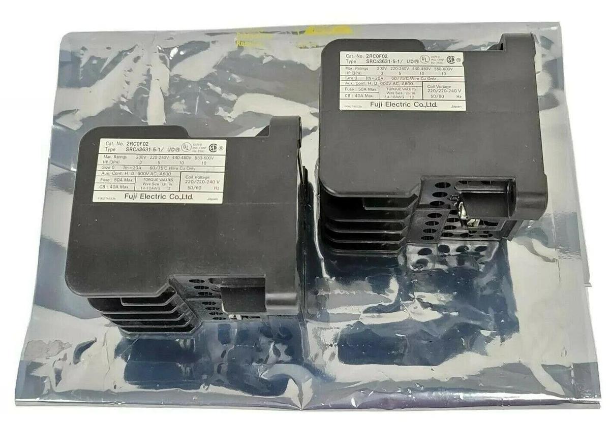 LOT OF 2 NEW FUJI ELECTRIC SRCA3631-5-1/UD CONTACTORS CAT. NO. 2RCOF02