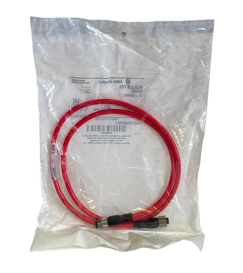 Used NEW ALLEN BRADLEY 889D-F8NBDM-1 /B QD CORDSET DC MICRO STRAIGHT 1M 889DF8NBDM1