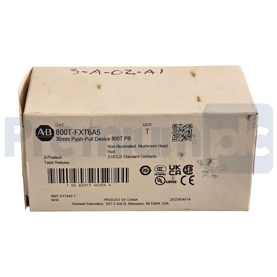 Used Allen-Bradley 800T-FXT6A5 /T 30mm Push-Pull Device 2-Pos Twist Release Red NSMP