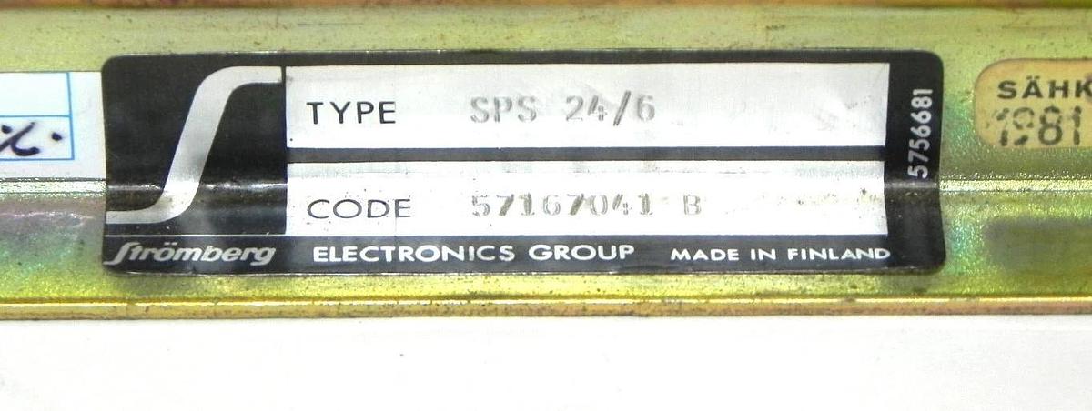 Used STROMBERG SPS-24/6 POWER SUPPLY CODE NO. 57167041-B SPS246