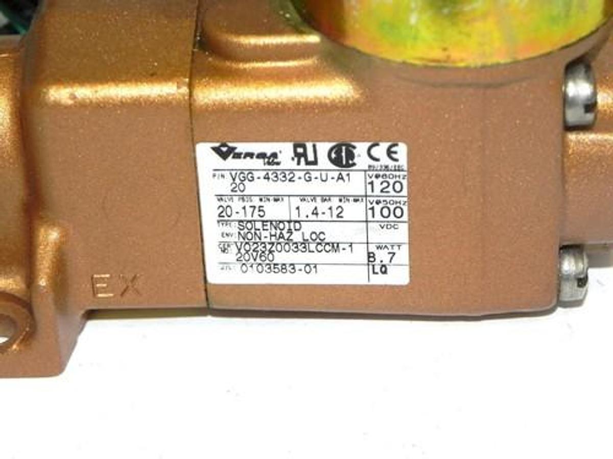 Used NEW VERSA VGG-4332-G-U-A1 SOLENOID VALVE 8.7 WATTS VGG4332GUA1