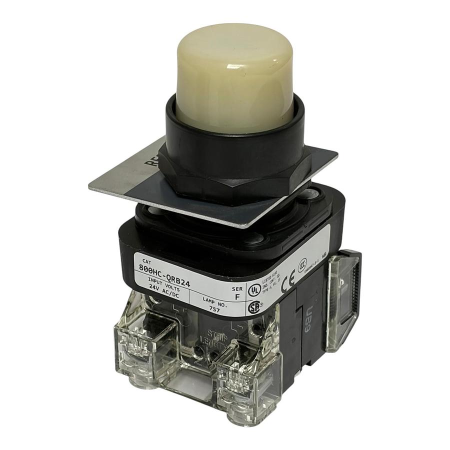 Used Allen Bradley 800HC-QRB24 White Illuminated Reset Push Button Switch 24V