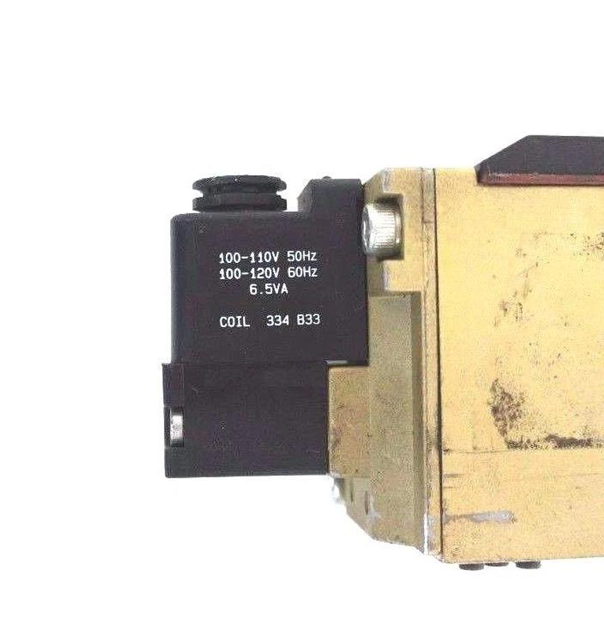 Used ROSS CONTROLS W6576A4407 DOUBLE SOLENOID PILOT VALVE W/ 334-B33 COILS