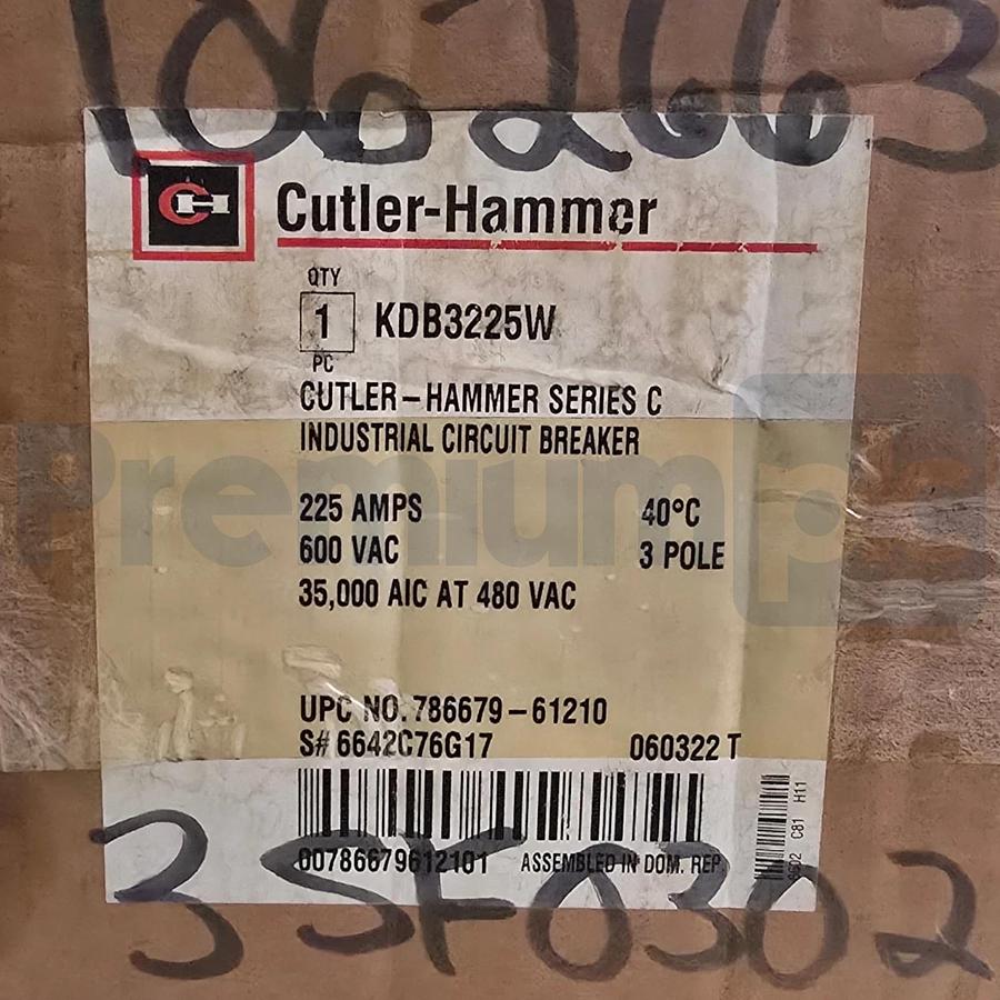 Eaton Cutler-Hammer KDB3225W Series C MCC Circuit Breaker 3P 225A 600V w/ Trip
