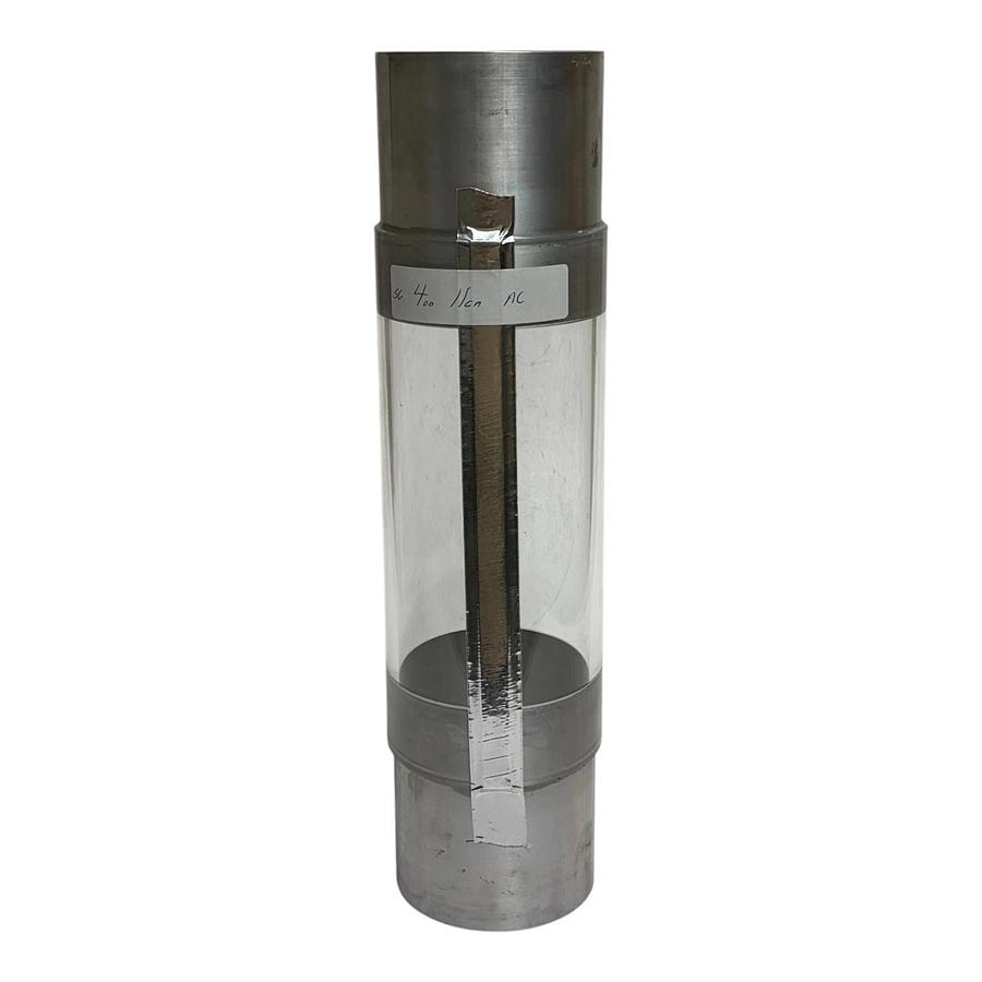 Pneumatic Conveying Acrylic Sight Glass Coupler 4" OD 16" L Stainless Steel New