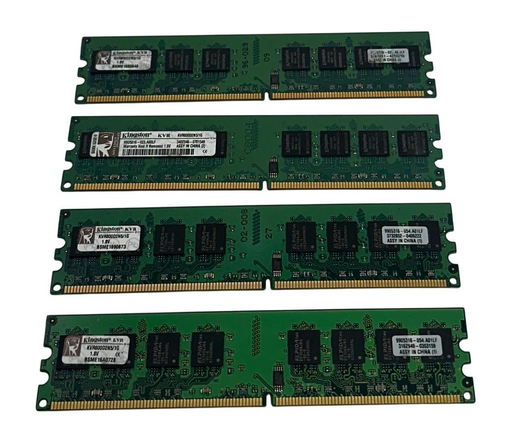 Used 4 KINGSTON KVR800D2N5/1G / KVR800D2N51G SDRAM 1GB DDR2-800 MEMORY USNP