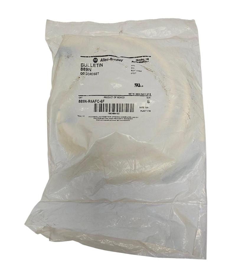 Used NEW ALLEN BRADLEY 889N-R4AFC-6F QD CORDSET 4-PIN MINI 6FT 889NR4AFC6F SER. B