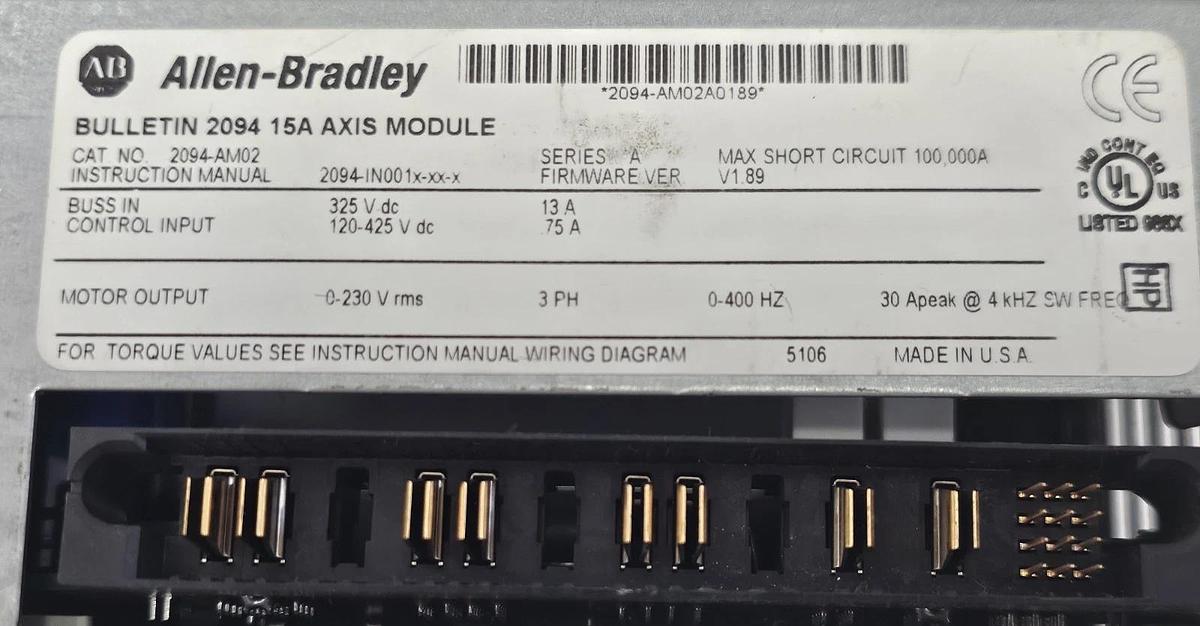 Used ALLEN BRADLEY 2094-AM02 SER. A KINETIX 6000 AXIS MODULE 2094AM02 /A