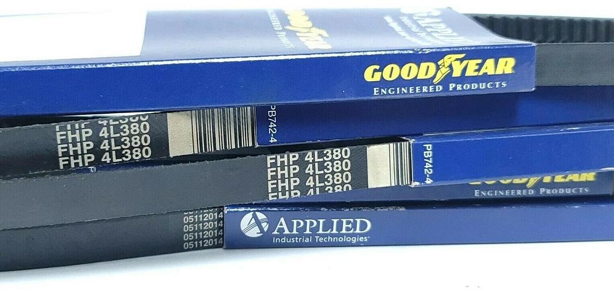 Used LOT OF 5 NEW GOODYEAR 4L380 V-BELTS 38 IN LONG 1/2 INCH WIDE