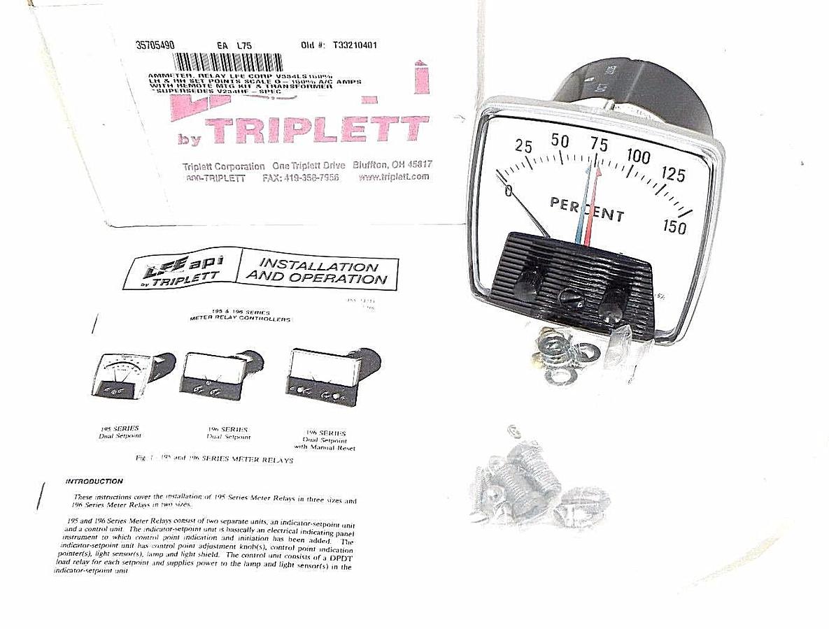 Used NIB LFE MODEL 195 ANALOG METER TRIPLETT V334LS-150% RANGE: 0-150 % V334LS150
