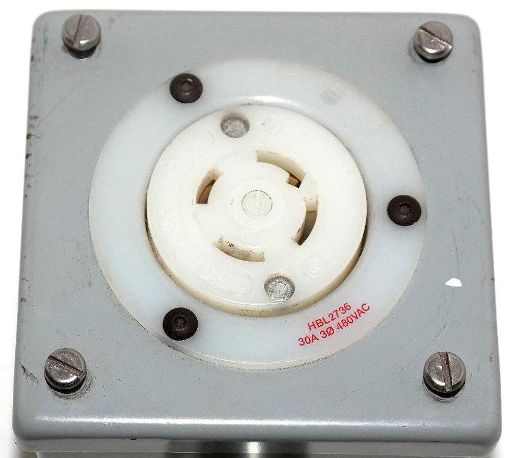 Used HOFFMAN E-1PBX ENCLOSURE WITH HUBBELL HBL2736 TWISTLOCK RECEPTACLE