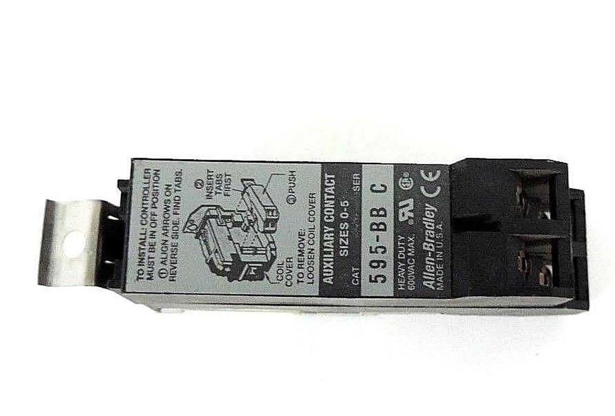 Used NEW ALLEN BRADLEY 595-BB SER. C AUXILIARY CONTACT 2 NC FOR NEMA SIZES 0-5, 595BB