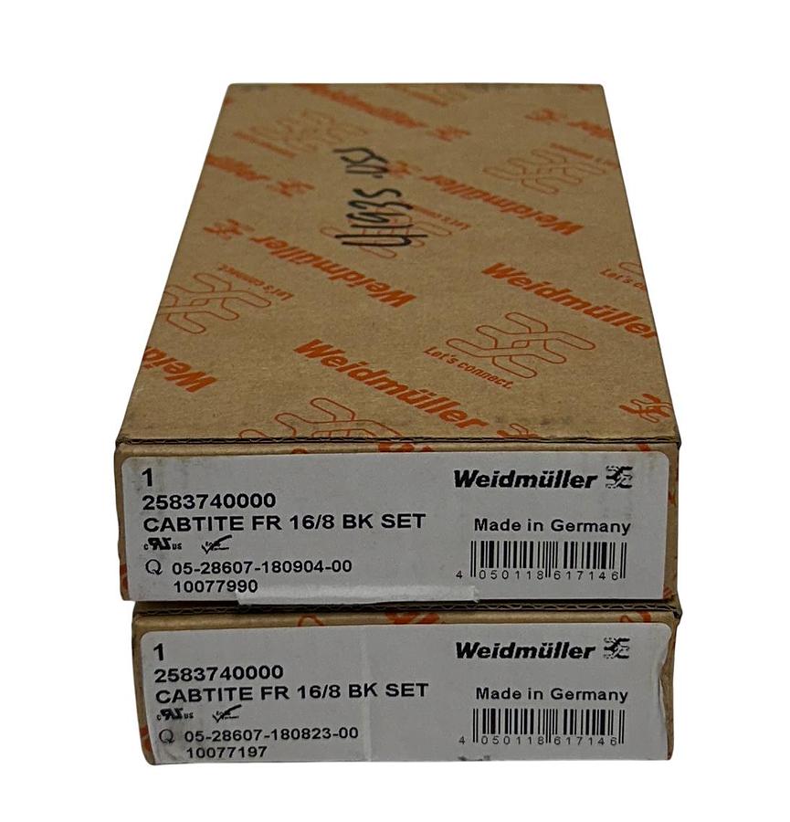 Used 2 WEIDMULLER 2583740000 CABTITE 16/8 BK SET OEM BLACK FRAME NSMP