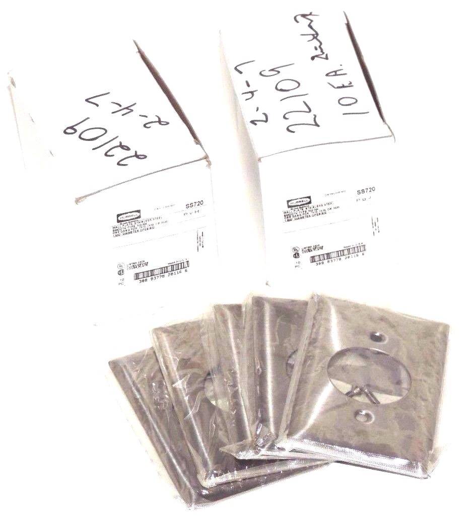 Used LOT OF 25 NEW HUBBELL SS720 STAINLESS STEEL ONE-GANG 1.6" DIAMETER WALL PLATES
