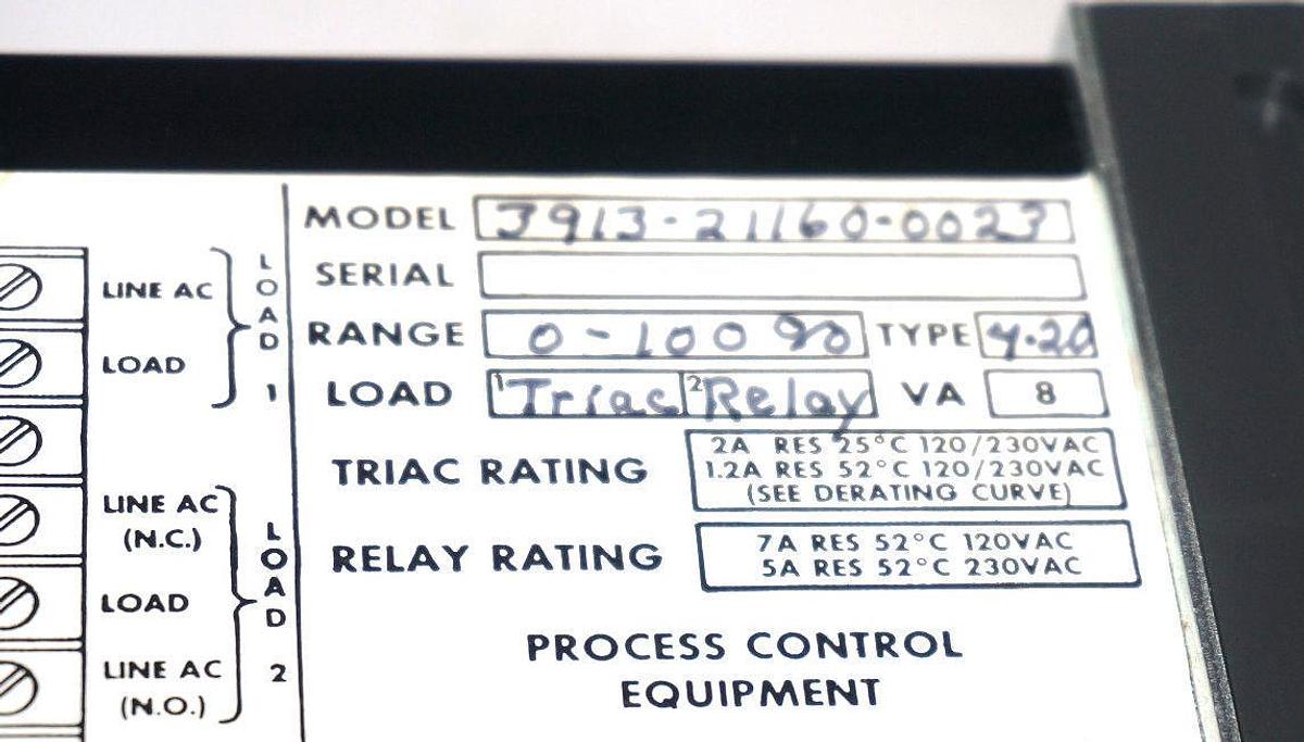 Used NIB CHROMALOX 3913-21160-0023 PROCESS CONTROLLER 0-100% RANGE TYPE: 4-20