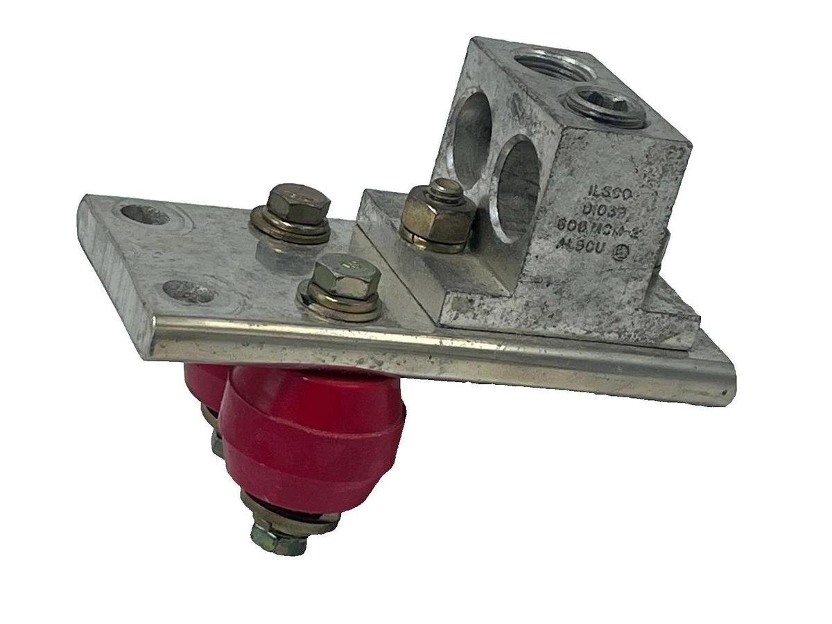 ILSCO D1039 600MCM-2 Mechanical Lug w/ Electrical Bus Bar & Red Insulators