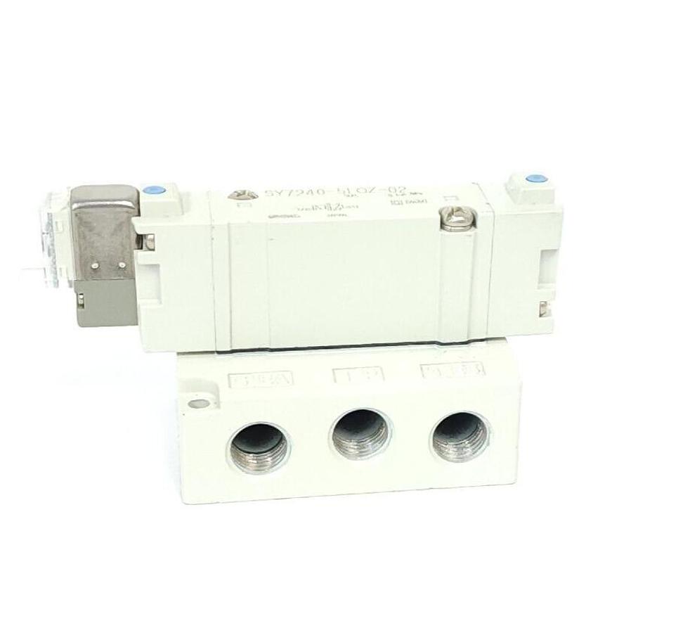 Used NEW SMC SY7240-5LOZ-02 DOUBLE SOLENOID VALVE SY72405LOZ0 WITH BASE