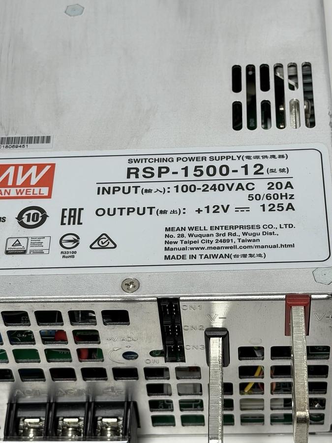Used NEW MEAN WELL RSP-1500-12 AC/DC Enclosed Single-Output Switching Power Supply