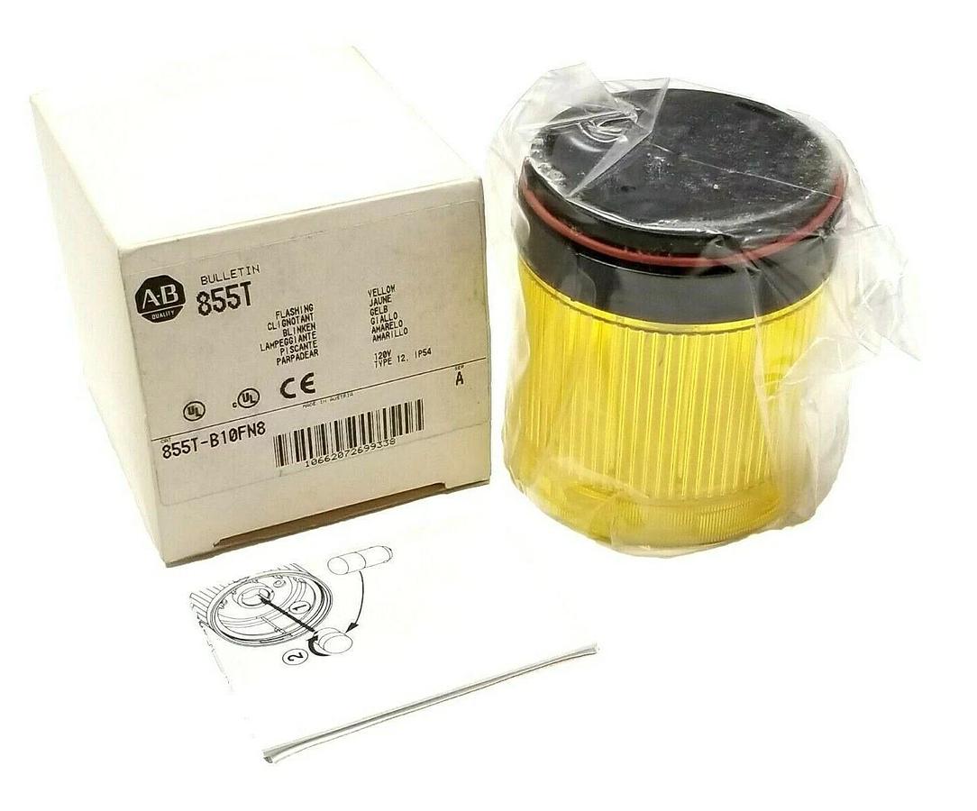 Used NIB ALLEN BRADLEY 855T-B10FN8 SER A YELLOW FLASHING LAMP INCANDESCENT 855TB10FN8