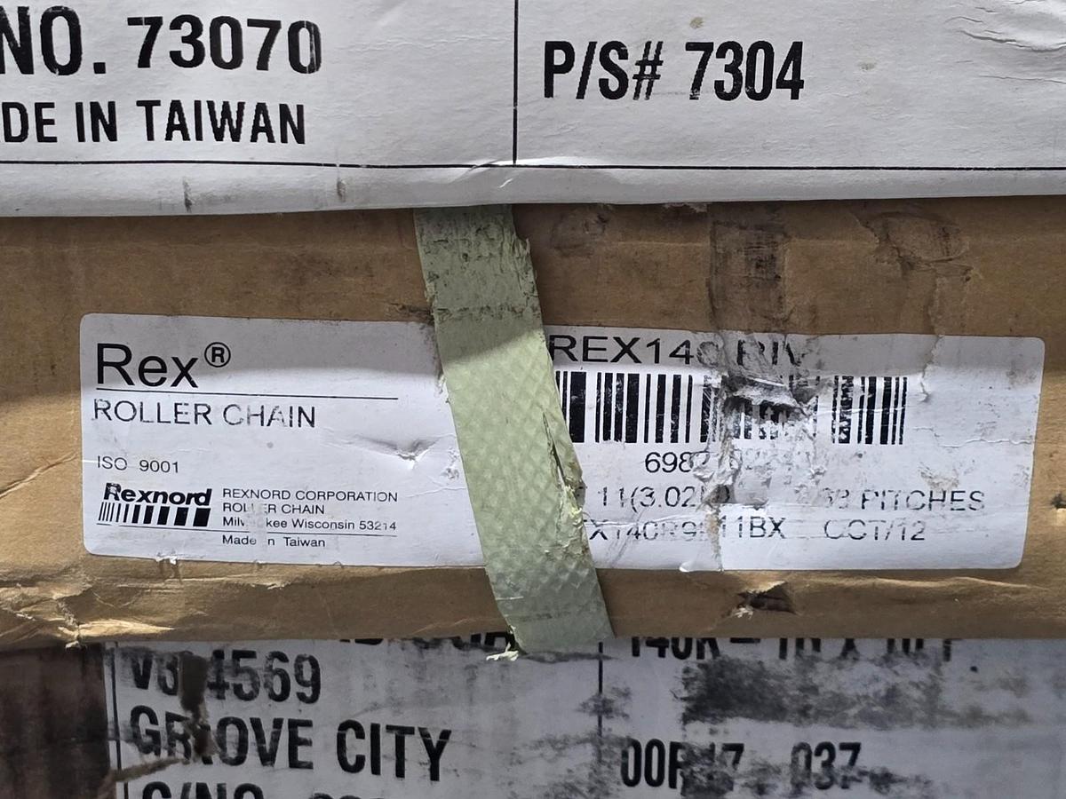 Used REX REXNORD REX140R9F11BX ROLLER CHAIN REX 140 RIV 9F11" BX 68 PITCHES NSMP