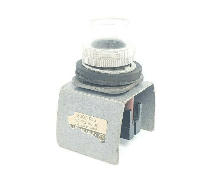 Used ALLEN BRADLEY 800T-R10 PILOT LIGHT 100-125 AC/DC NE45 LAMP 800TR10
