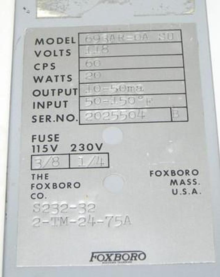Used FOXBORO 693AR-0A EMF CONVERTER M/693A