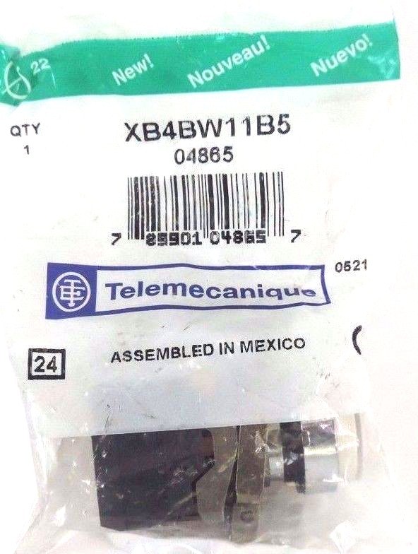 NIB TELEMECANIQUE XB4BW11B5 22MM ILL EXTENDED PB 24V, WHITE, 04865