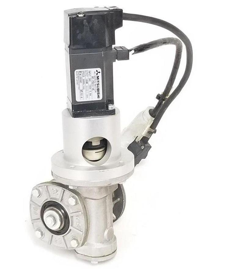 Used MITSUBISHI HC-PQ13-UE AC SERVO MOTOR HCPQ13UE, W/ S.T.M. RMI 28 FL SIN GEARBOX