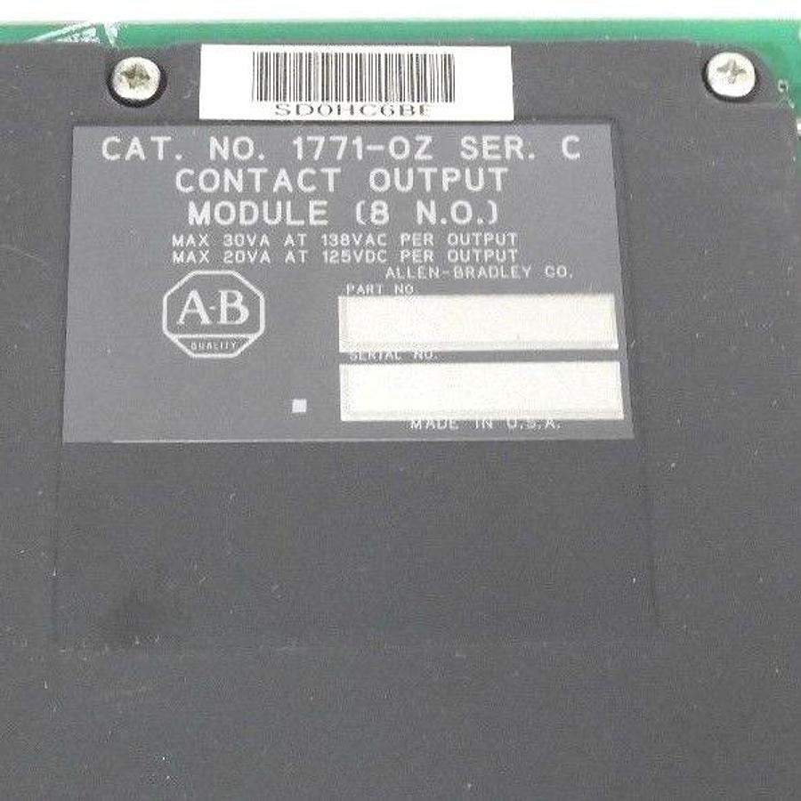 Used ALLEN BRADLEY 1771-OZ CONTACT OUTPUT MODULE (8 N.O) SER. C W/ 1771-WD