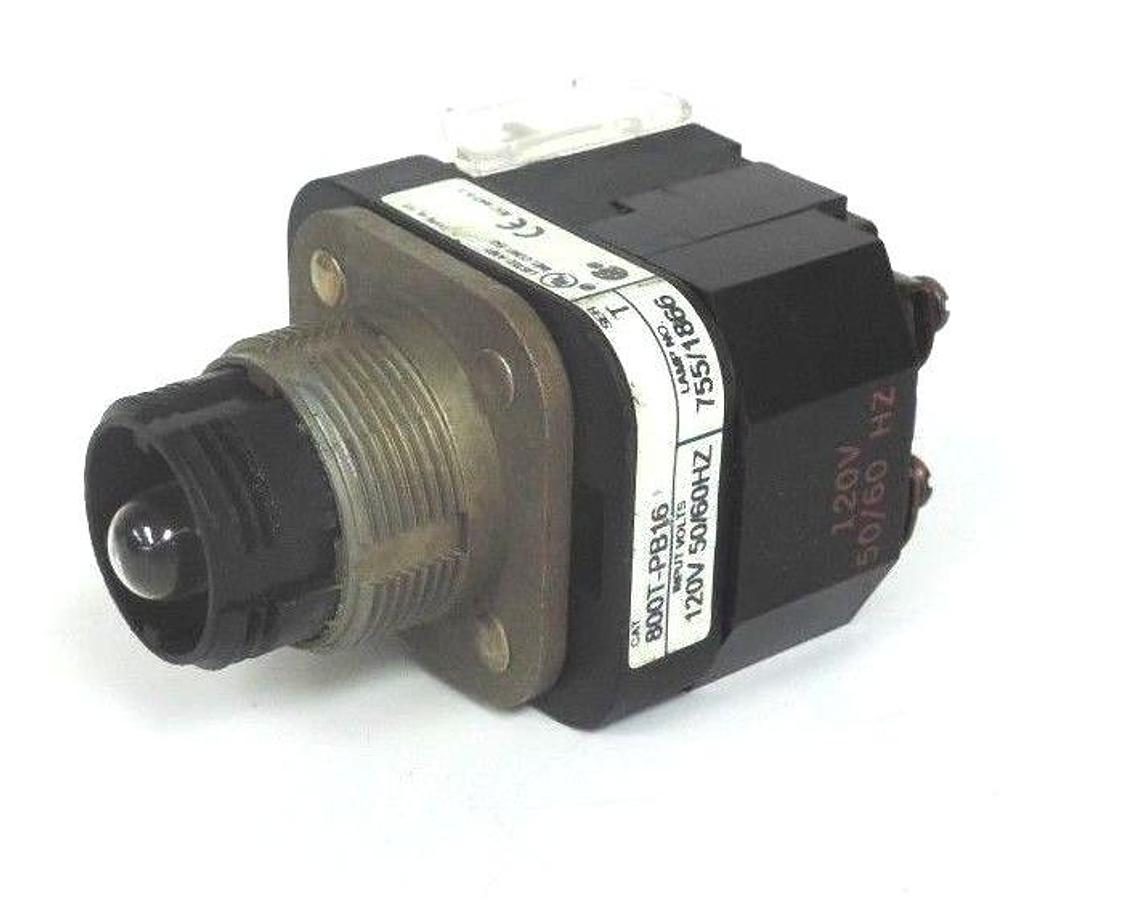 Used ALLEN BRADLEY 800T-PB16 PUSHBUTTON 800TPB16 SER. T 120V W/ 800T-XA1 SER. E