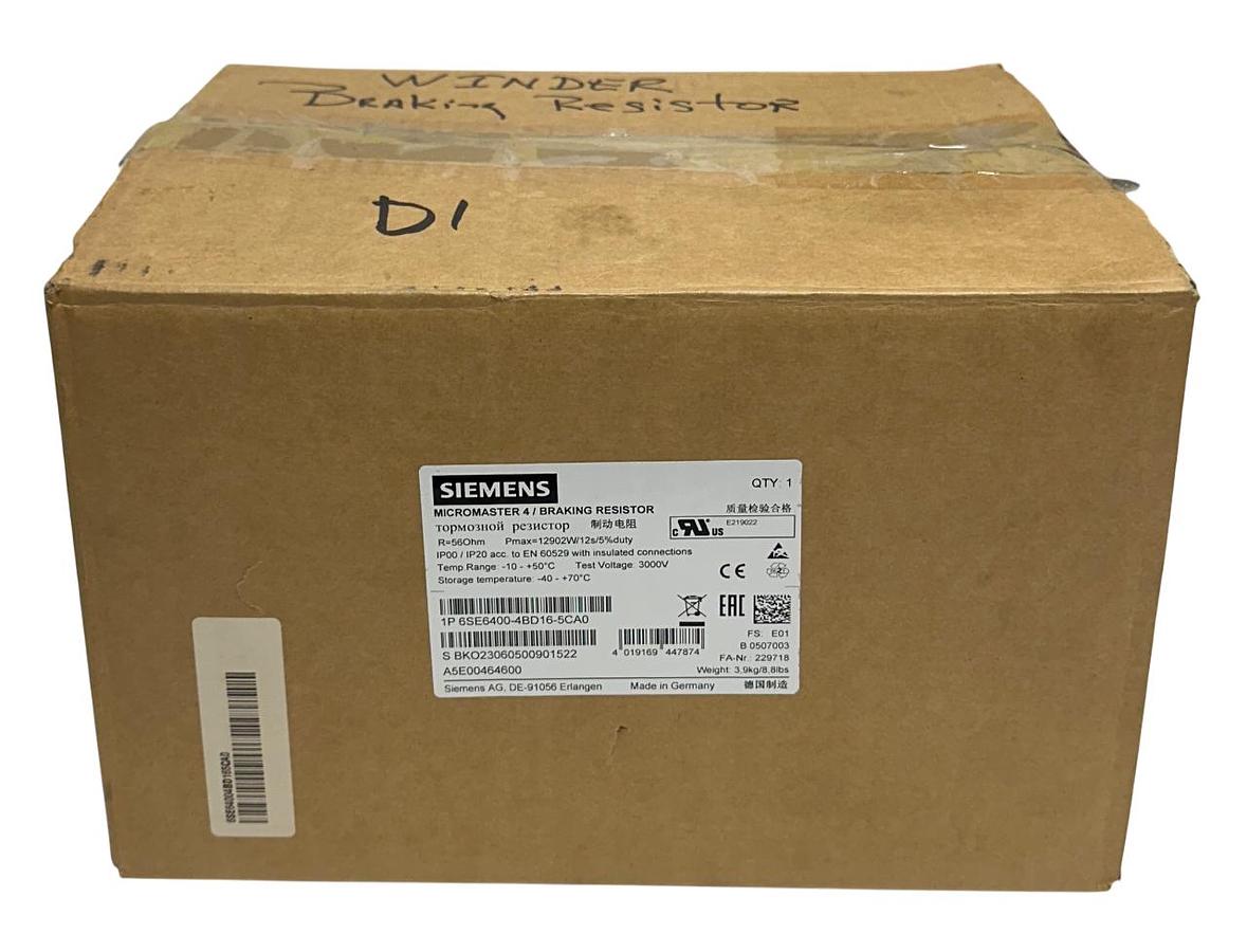 Used SIEMENS 6SE6400-4BD16-5CA0 / 6SE64004BD165CA0 MICROMASTER BRAKING RESISTOR NSMP