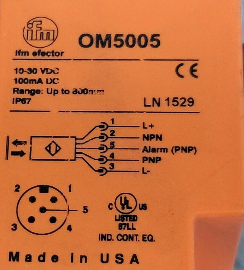 Used IFM EFECTOR OM5005 FIBRE-OPTIC AMPLIFIER 10-30VDC 100mA