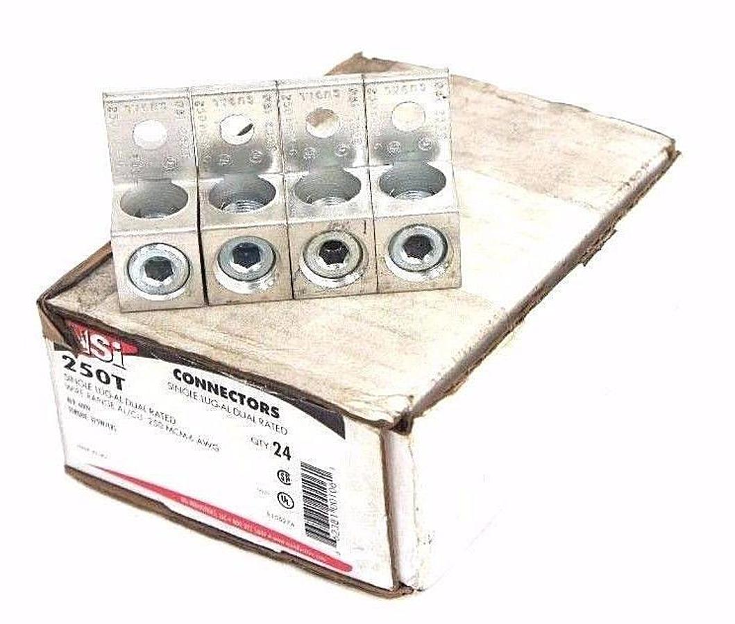 Used BOX OF 4 NEW NSI 250T CONNECTORS SINGLE LUG-AL DUAL RATED