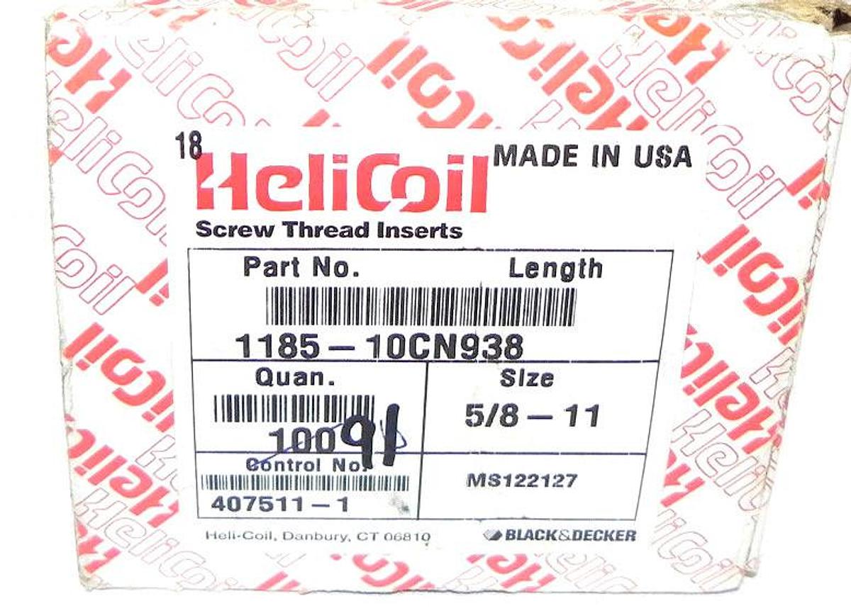 Used HELICOIL THREAD REPAIR LOT, INCLUDES 5/8-11 INSERTS, 5/8-11 TAP,5/8-11 MANDREL